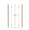 BESCO Kabina kwadratowa składana 90x90x195 Exo-H 90 Brushed Gold KEHZS-90-195